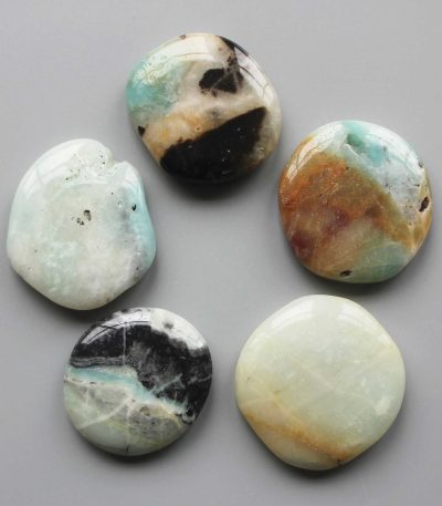 Blue Amazonite Smooth Stone 1.6 inch (0.8-1 x 3.5-4.5cm) A/B