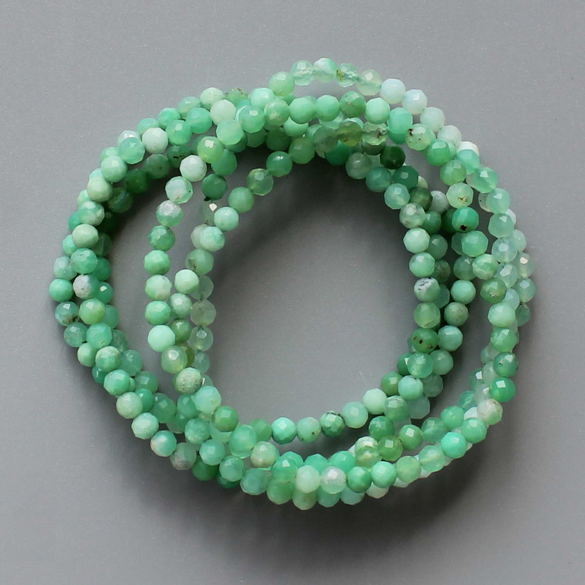 3fba3e08202723d830f66fd8d0cf490c-1 Chrysoprase Faceted Round Bracelet 4mm A/A+