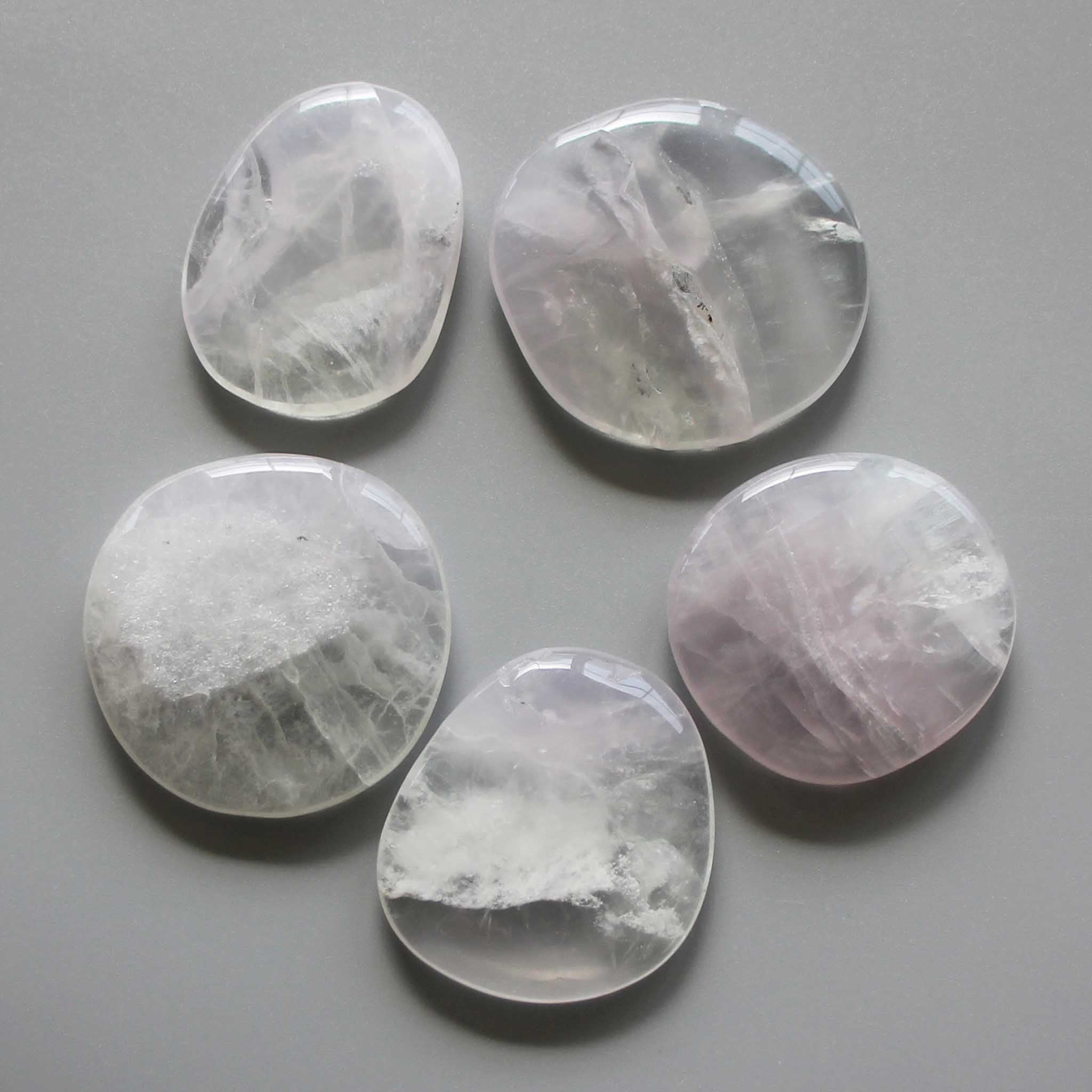 415732d0f98e0ed14d50d6b9c9a10905-1 Pink Fluorite Smooth Stone 1.6 inch (0.8-1 x 3.5-4.5cm) A/B