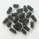 Black Tourmaline Single Point Pendant With Cross Hole 12-1.6 inch (1.5 x 3-4cm) A