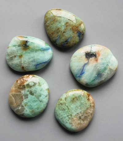 Azurite Malachite Ice Green Smooth Stone 1.6 inch (0.8-1 x 3.5-4.5cm) A/B