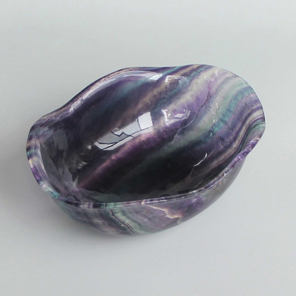 Blue Purple Rainbow Fluorite Freeform Bowl 8 inch 20cm AA