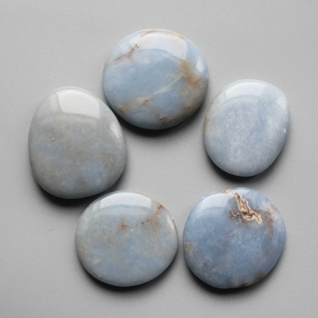 Angelite Smooth Stone 1.6 inch (0.8-1 x 3.5-4.5cm) A/B
