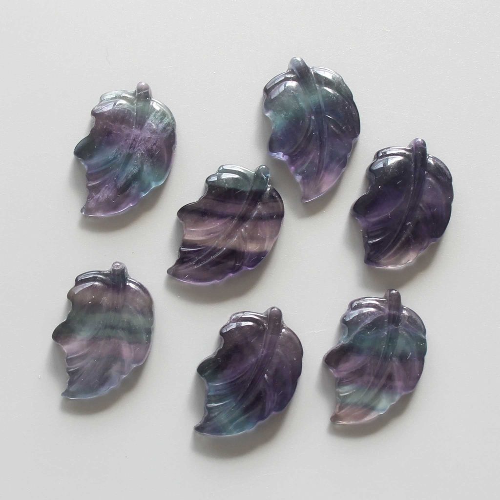 Blue Purple Rainbow Fluorite Leaf 1.2 inch (3cm) A+/AA