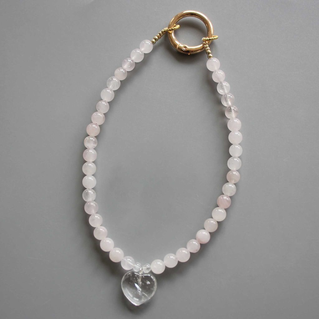 Rose Quartz Round Bead Phone Cord 6mm A/B
