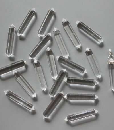 Crystal Double Point Pendant With Silver 7x20-25mm A+/AA