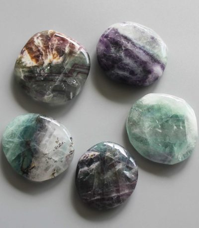 Rainbow Fluorite Smooth Stone 1.6 inch (0.8-1 x 3.5-4.5cm) A/B