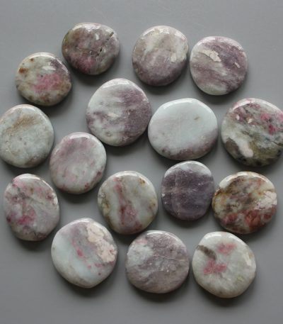 Quartz With Pink Tourmaline Smooth Stone 1.6 inch (0.8-1 x 3.5-4.5cm) A/B