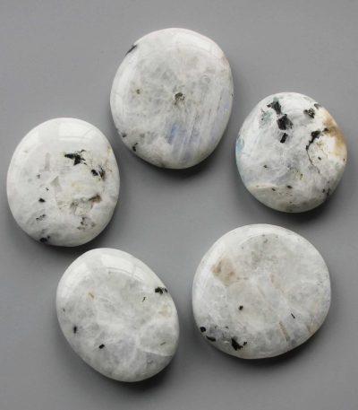 Moonstone With Spark Blue Color Smooth Stone 1.6 inch (0.8-1 x 3.5-4.5cm) A