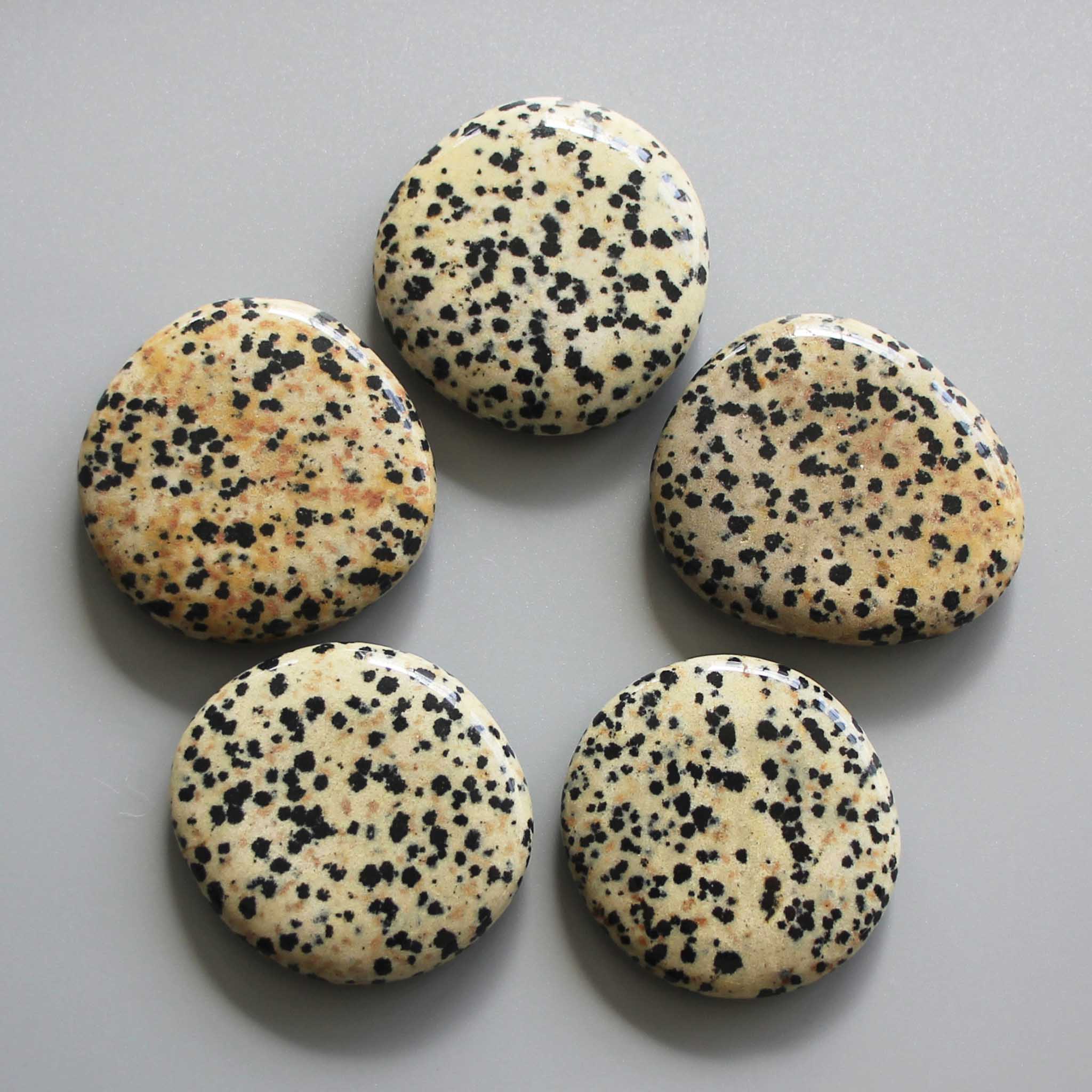 4a2956154ea880daa090fd94c7123fcf-1 Dalmatian Jasper Smooth Stone 1.6 inch (0.8-1 x 3.5-4.5cm) A