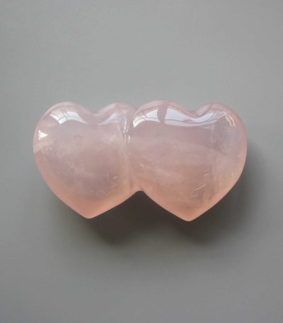 Rose Quartz Double Heart 2.8 inch (2 x 3.9 x 7cm) A/A+