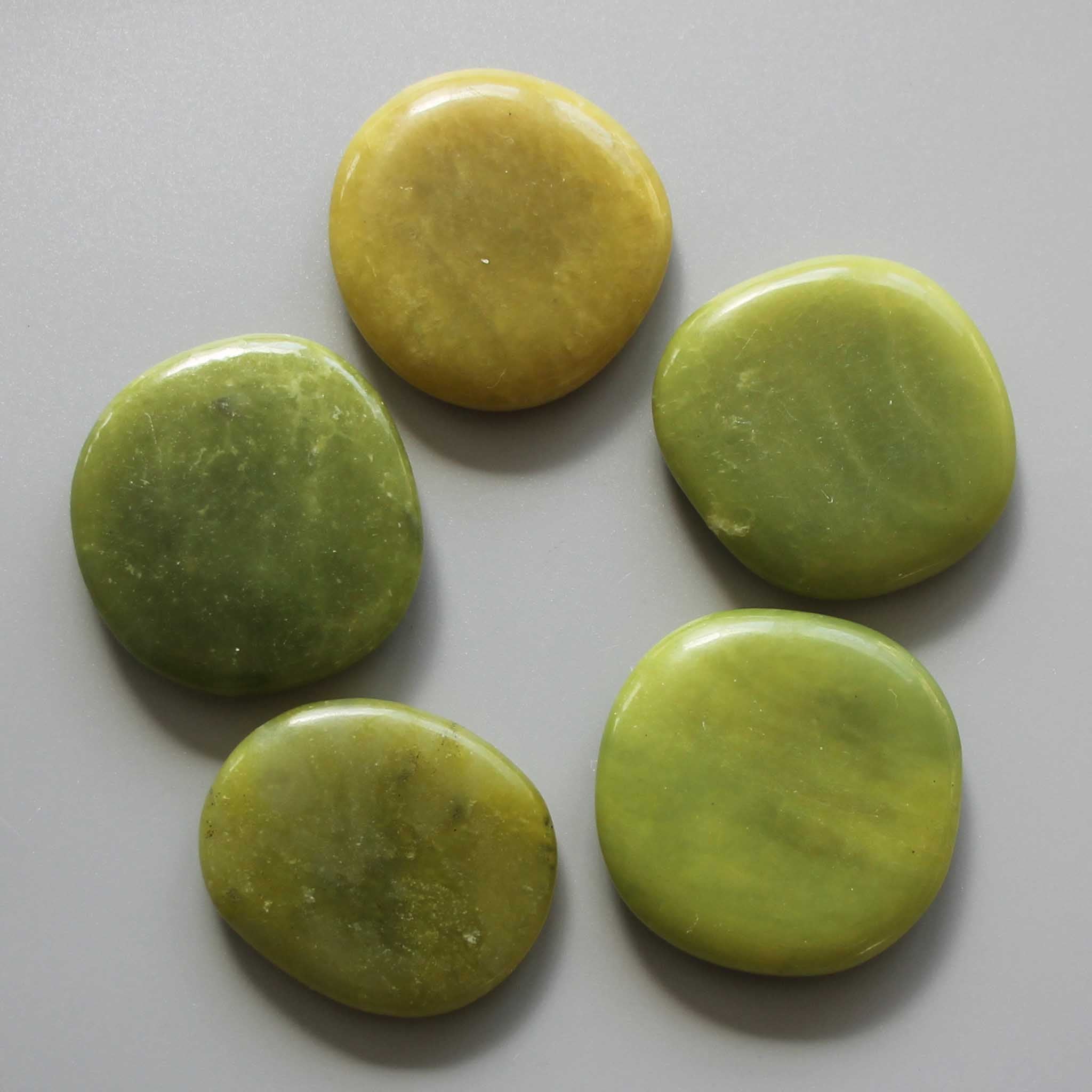 4ca874504efa427e15949a2512e9e401-1 Serpentine Green Ch Smooth Stone 1.6 inch (0.8-1 x 3.5-4.5cm) A/A+
