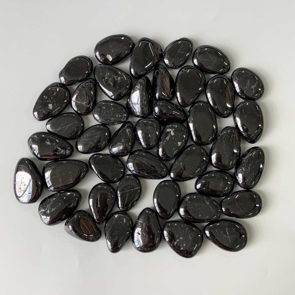 Black Tourmaline Tumble Pendant With Cross Hole 2.5mm 1.1 inch (2.5-3cm) A
