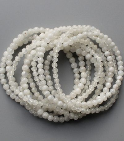 Moonstone Rainbow White Round Bracelet 18cm 4mm A