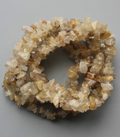 Gold Rutile Quartz Chips Bracelet 4/8mm A/A+