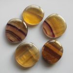 Yellow With Purple Stripe Fluorite Smooth Stone 1.6 inch (0.8-1 x 3.5-4.5cm) A+/AA