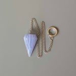 Blue Lace Agate Single point pendulum with chain 1.4 inch (2x3.5cm) A+/AA
