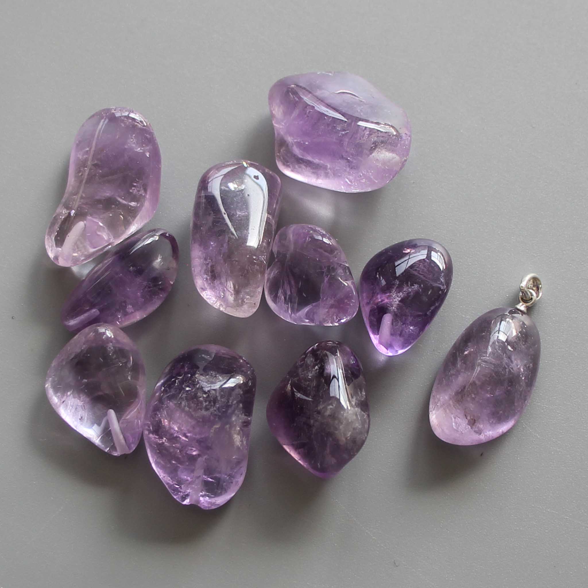 5817ebd1e40aa0c7569c05fea800a7fb Amethyst Free Form Tumble Pendant With Silver 18-25mm A/A+
