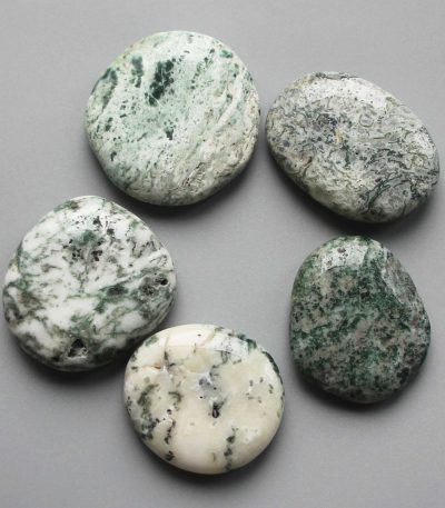 Tree Agate Smooth Stone 1.6 inch (0.8-1 x 3.5-4.5cm) A/B