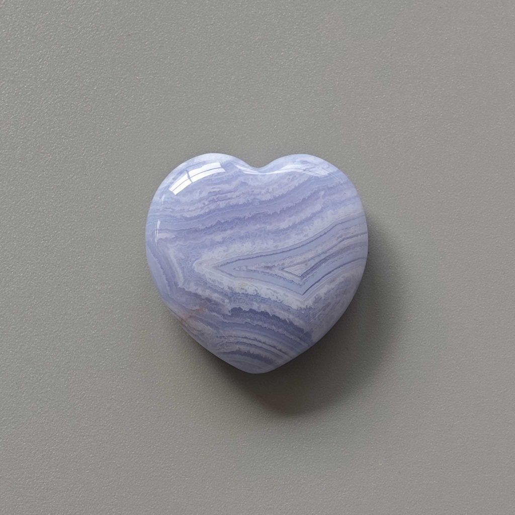 Blue Lace Agate Heart 1.2 inch (1.3 x 3 x 3cm) A/A+