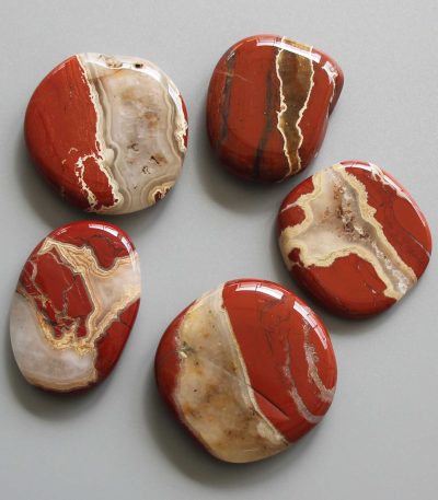 Red Rainbow Jasper Smooth Stone 1.6 inch (0.8-1 x 3.5-4.5cm) A/B
