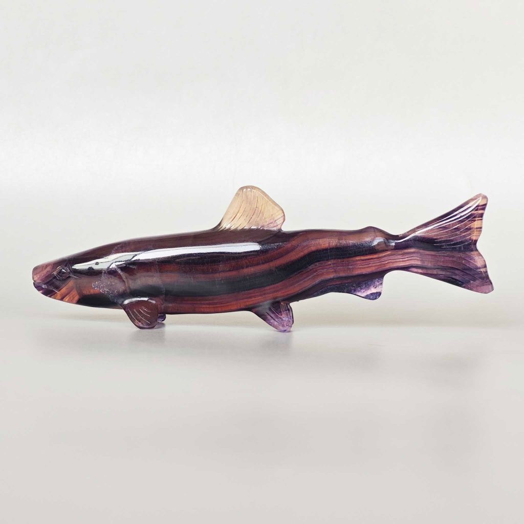 Rainbow Fluorite Fish Carving 1# 5.8inch (2.5x4.8x14.5cm) A+