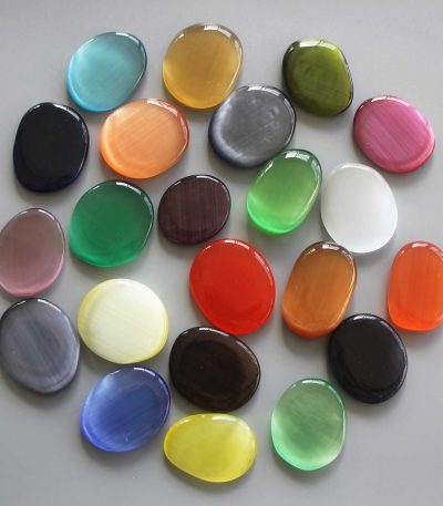 Cat's Eye Mix Color Man Made Smooth Stone 1.6 inch (0.8-1 x 3.5-4.5cm) A