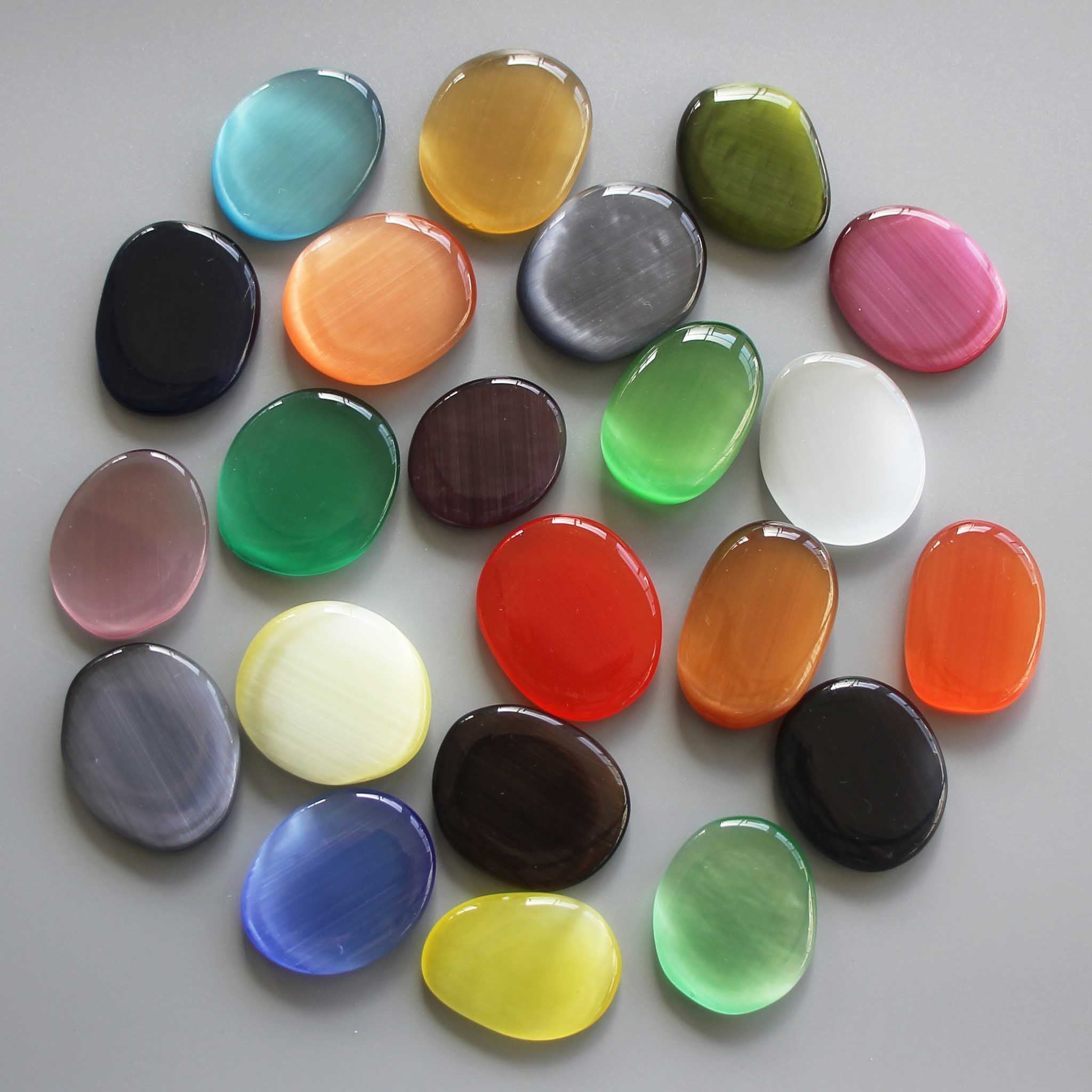 61c33dd6773470a55c7049a10c7276a3-1 Cat's Eye Mix Color Man Made Smooth Stone 1.6 inch (0.8-1 x 3.5-4.5cm) A