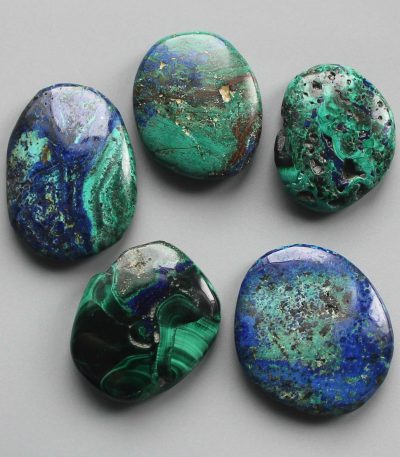 Azurite Malachite Natural Smooth Stone 1.6 inch (0.8-1 x 3.5-4.5cm) A