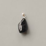 Black Tourmaline Free Form Tumble Pendant With Silver 18-25mm A