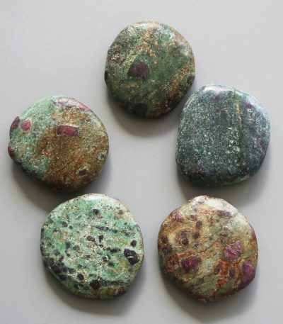 Ruby Fuchsite Smooth Stone 1.6 inch (0.9 x 4cm) A/B