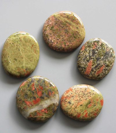 Unakite Smooth Stone 1.6 inch (0.8-1 x 3.5-4.5cm) A/B