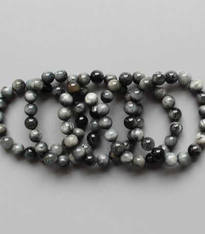 Cat's Eye Natural Grey Color Round Bracelet 18cm 10mm A
