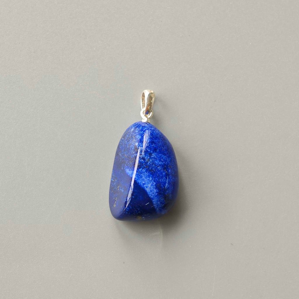 Lapis Lazuli Free Form Tumble Pendant With Silver 18-25mm A+/AA