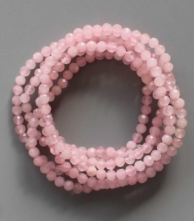 Rose Quartz Faceted Round Bracelet 4mm A