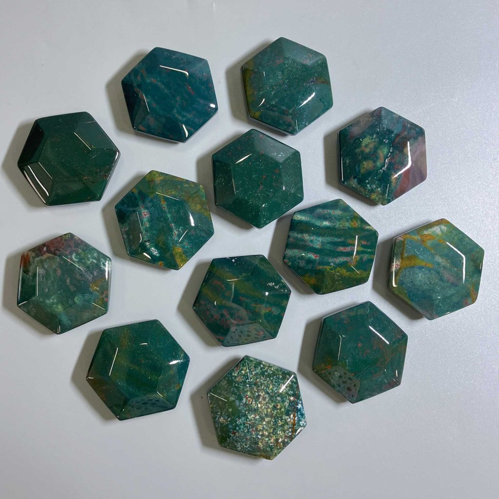 Blood Jasper 6 Angle pocket stone/Hexagon Shape Stones 12/14x40mm A