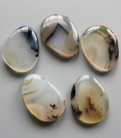Tree Black & White Agate Smooth Stone 1.6 inch (0.8-1 x 3.5-4.5cm) A