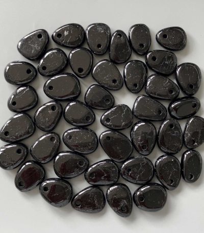 Black Tourmaline Tumble Pendant With Front Hole 4mm 20/25mm A