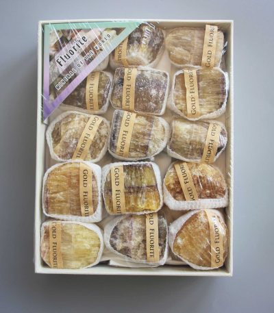 Yellow With Stripe Fluorite Rough Box Set 40x135x175mm A