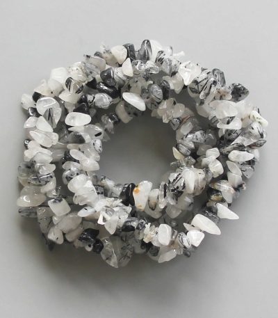 Black Rutile Quartz Chips Bracelet 4/8mm A