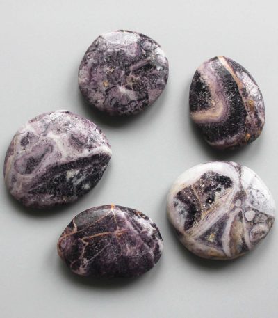 Purple Flower Jasper Smooth Stone 1.6 inch (0.8-1 x 3.5-4.5cm) A