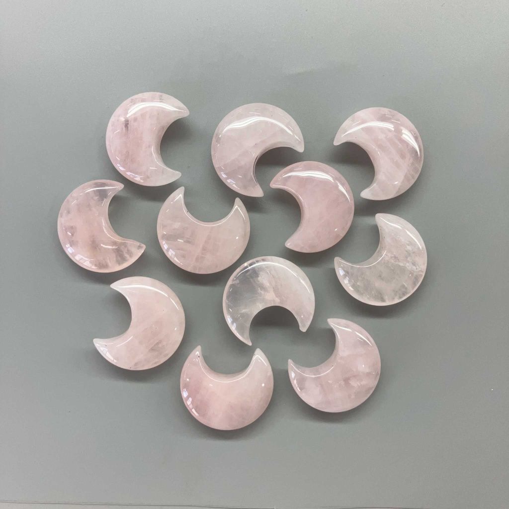 Rose Quartz Moon 1.4 inch (1.1 x 3.5cm) A