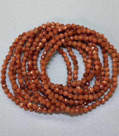 Gold Sandstone Faceted Round Bracelet 4mm A