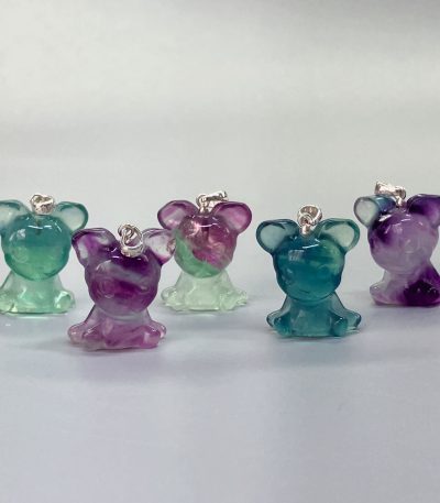 Rainbow Fluorite Cartoon Mouse #2 P Pendant With Silver 18/22mm A/A+