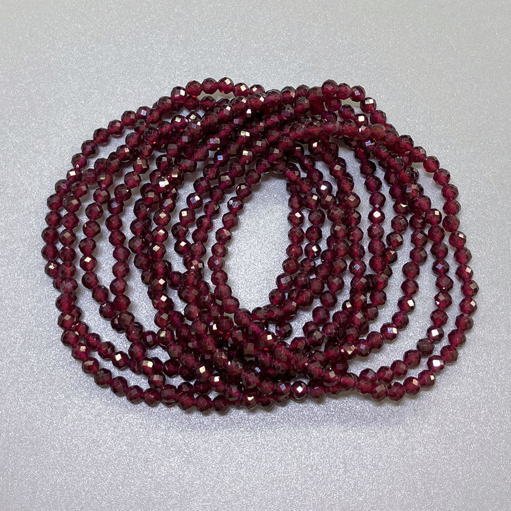 Garnet Faceted Round Bracelet 4mm A+/AA