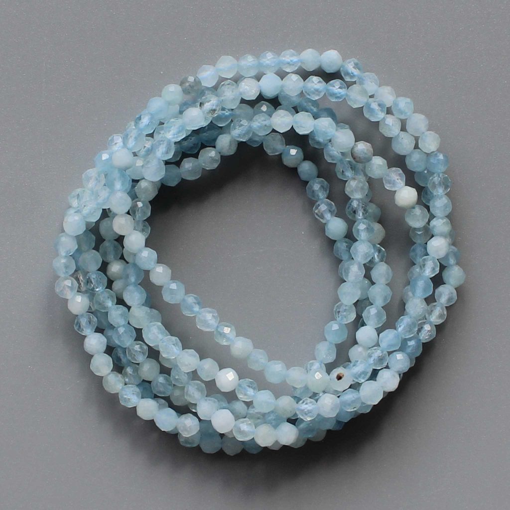 Aquamarine Faceted Round Bracelet 4mm A/A+