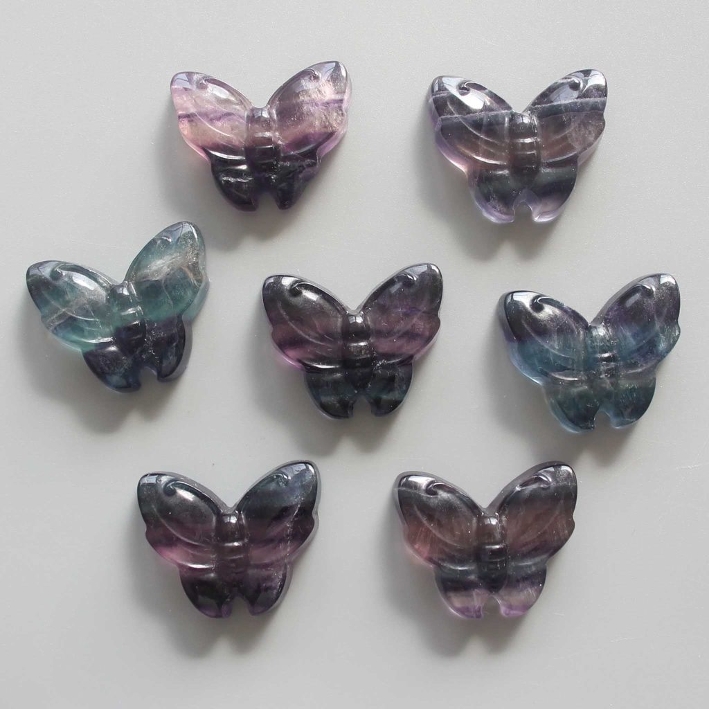 Blue Purple Rainbow Fluorite Butterfly P 1.2 inch（3cm） A+/AA