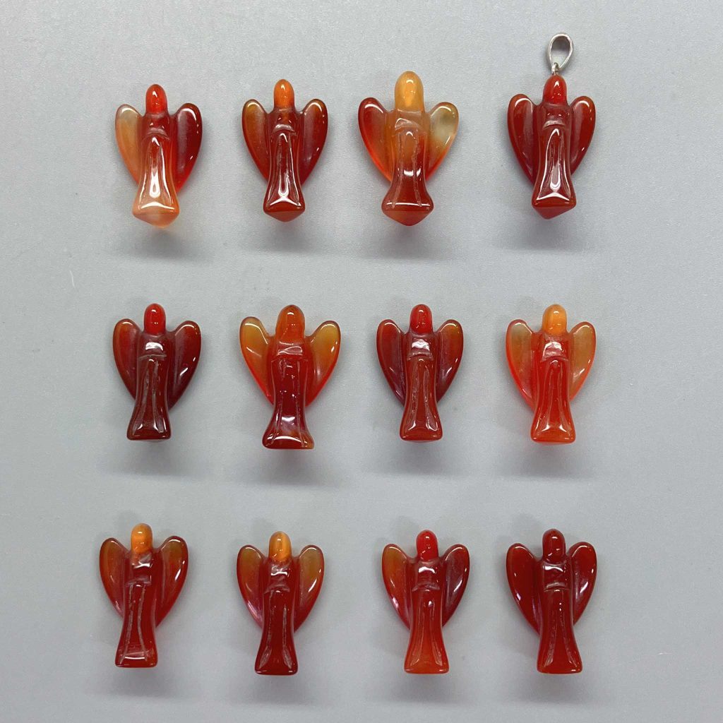 Carnelian Simple angel pendant with silver S052 25mm A