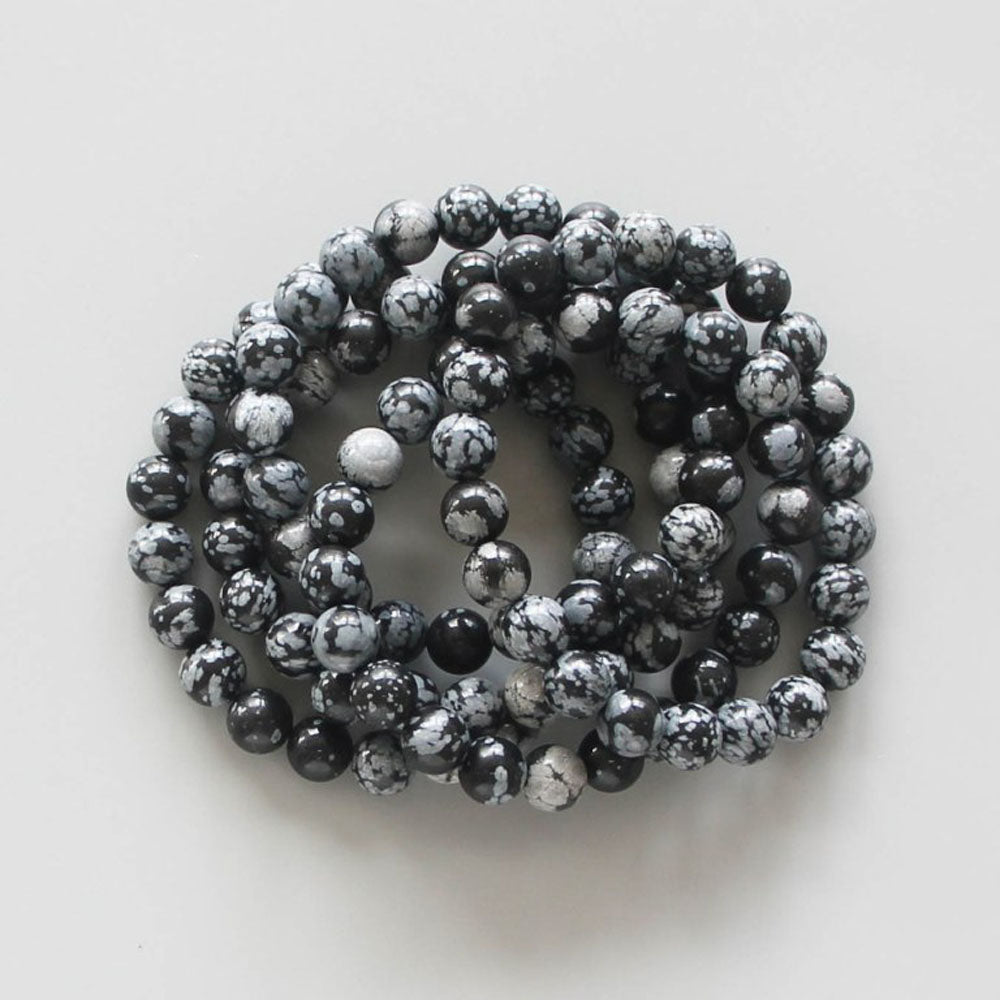 81a81b041aaa13dbbefd7f0e693895c4-1 Snowflakes Obsidian Round Bracelet 18cm 8mm A