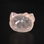 Rose Quartz Cartoon Kitty Head 1.2inch (3cm) A+/AA